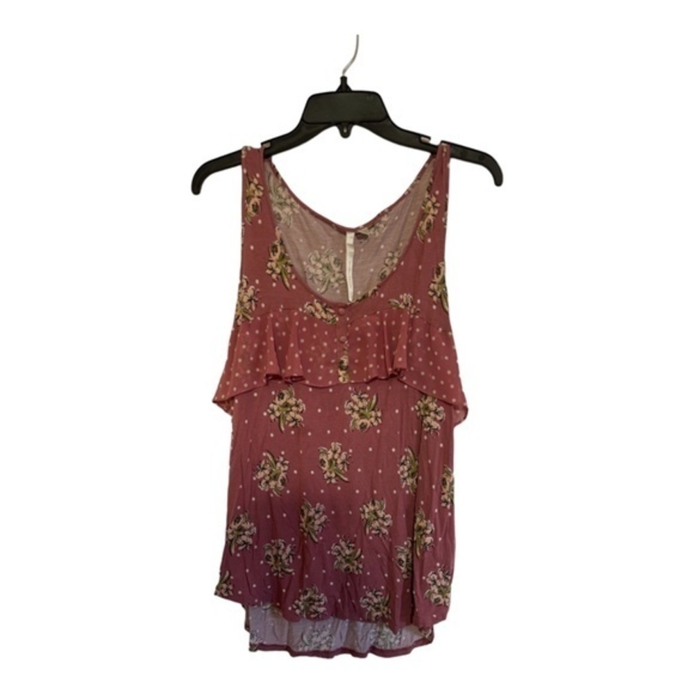 Lauren Conrad Womens Pink Floral Tank Top Rayon Lightweight Size XL
